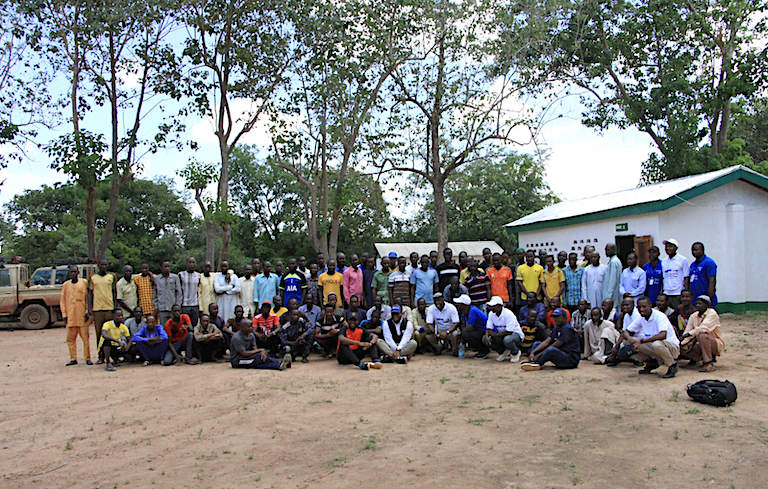 Newly recruited tango guards undergoing training in Bamingui, Central Africa Republic. Photo by Namzoka Steve for WCS.