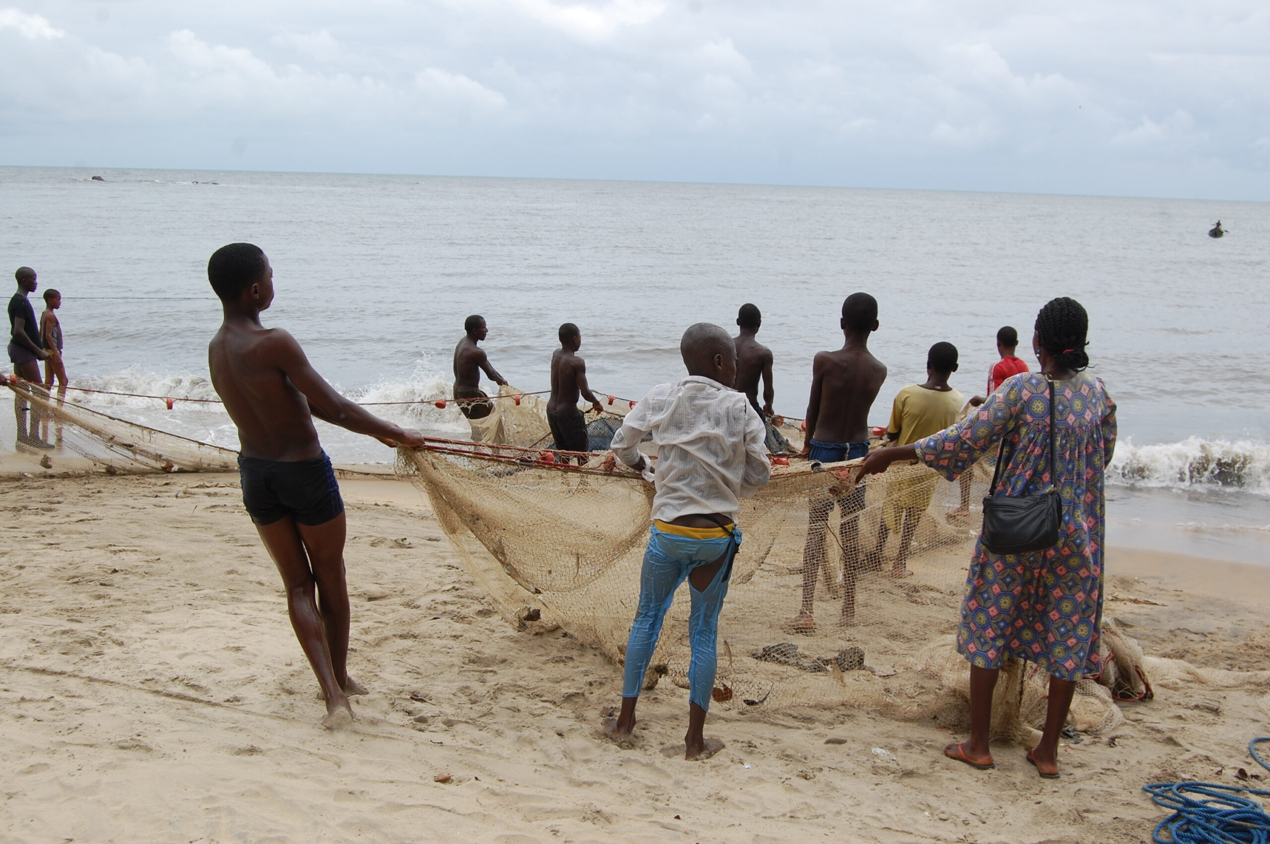 Fishers at Kribi beach.