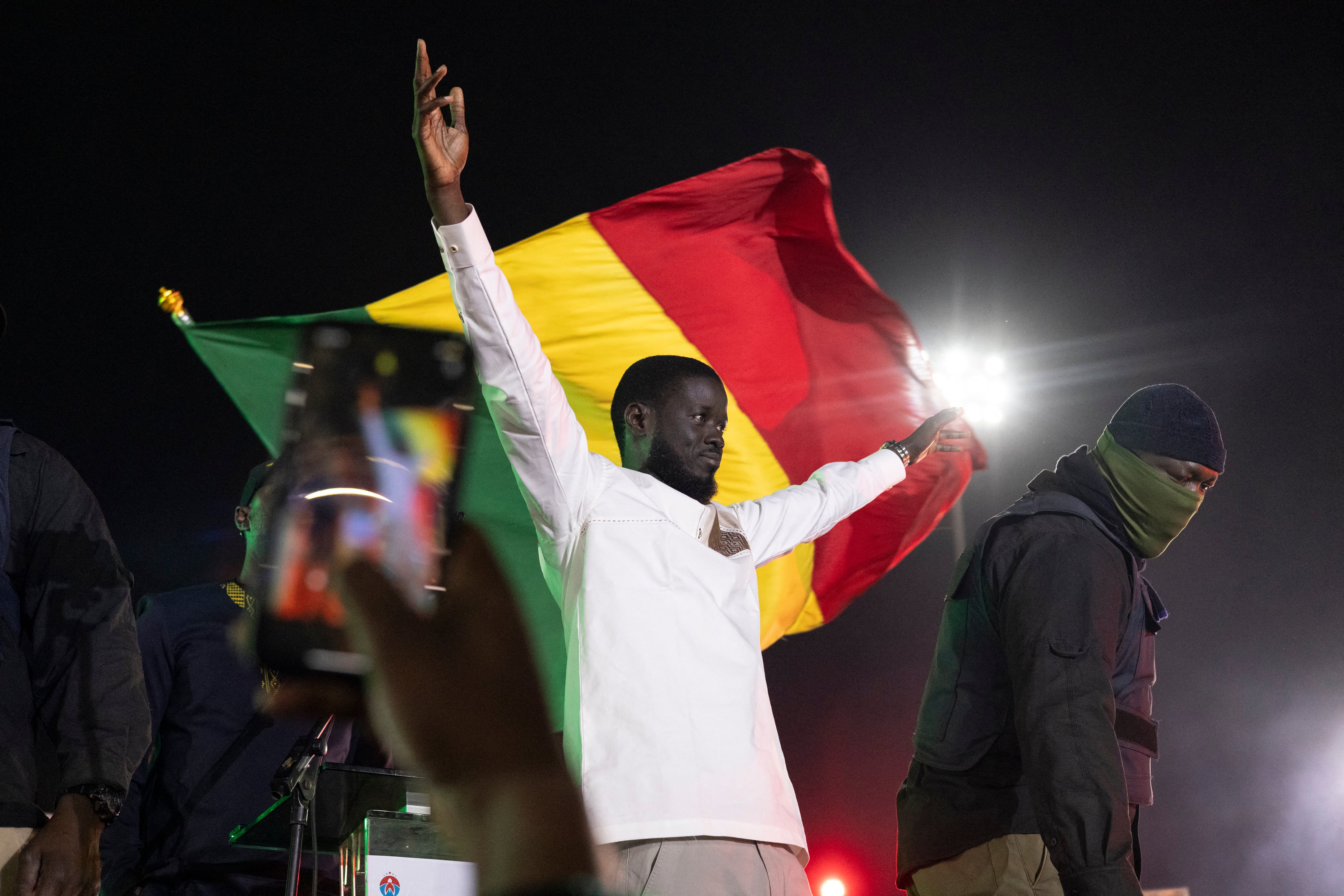 Bassirou Diomaye Faye pictured on 22 March during the election campaign in Senegal