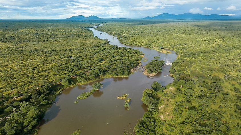 Aerial view of Nyerere national Park in Tanzania