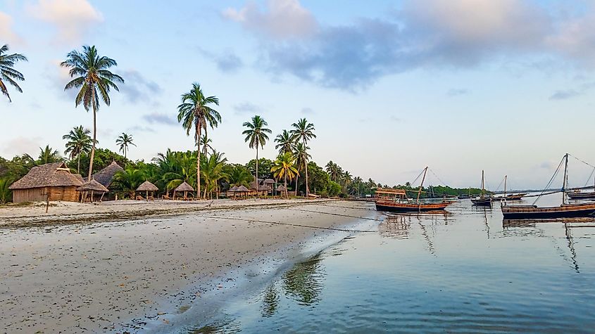 Beach resort on Mafia island in Tanzania.