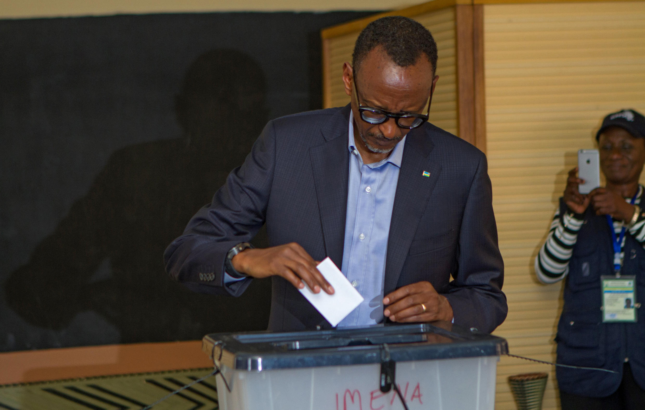 Rwandan President Paul Kagame casting his vote in Kigali, Rwanda, on 4 August 2017.