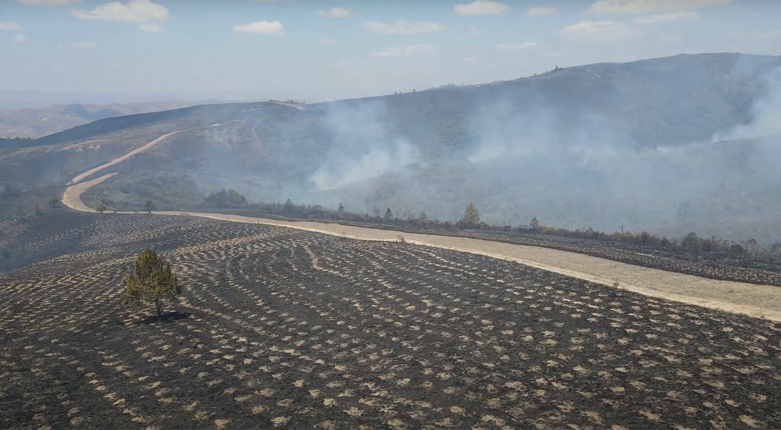 The fire at the Graine de Vie reforestation site in Ambohitantely in October 2022.