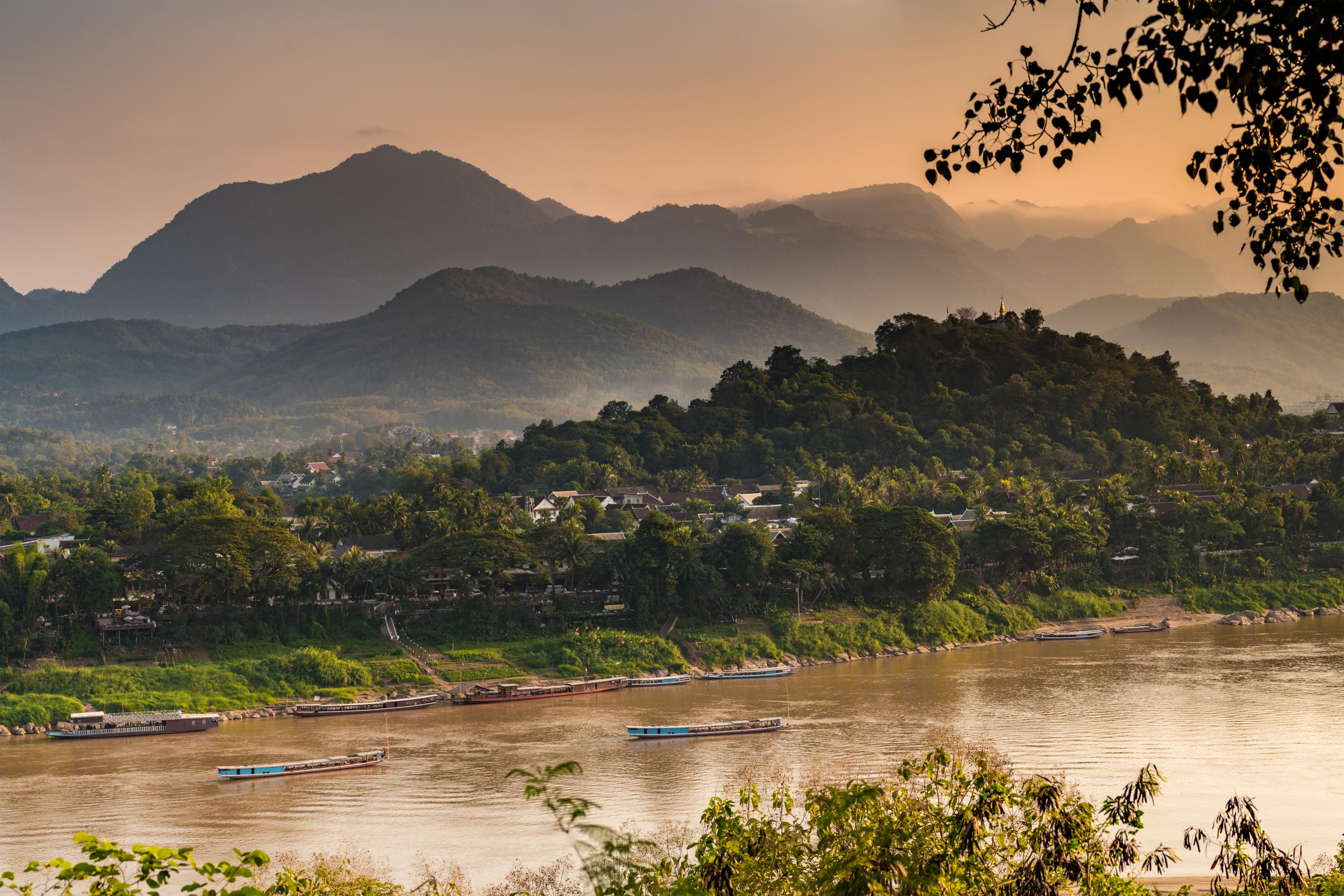 Dusk over Unesco World Heritage-listed city Luang Prabang