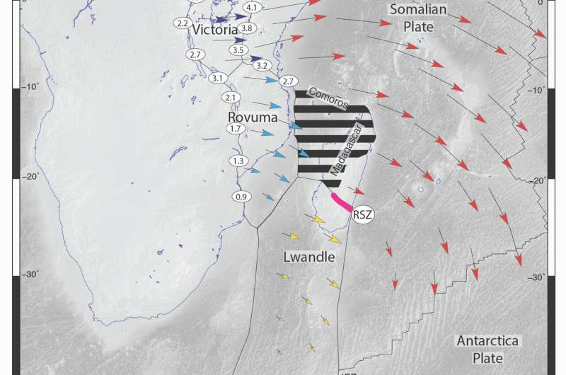 East African Rift System is slowly breaking away, with Madagascar splitting into pieces