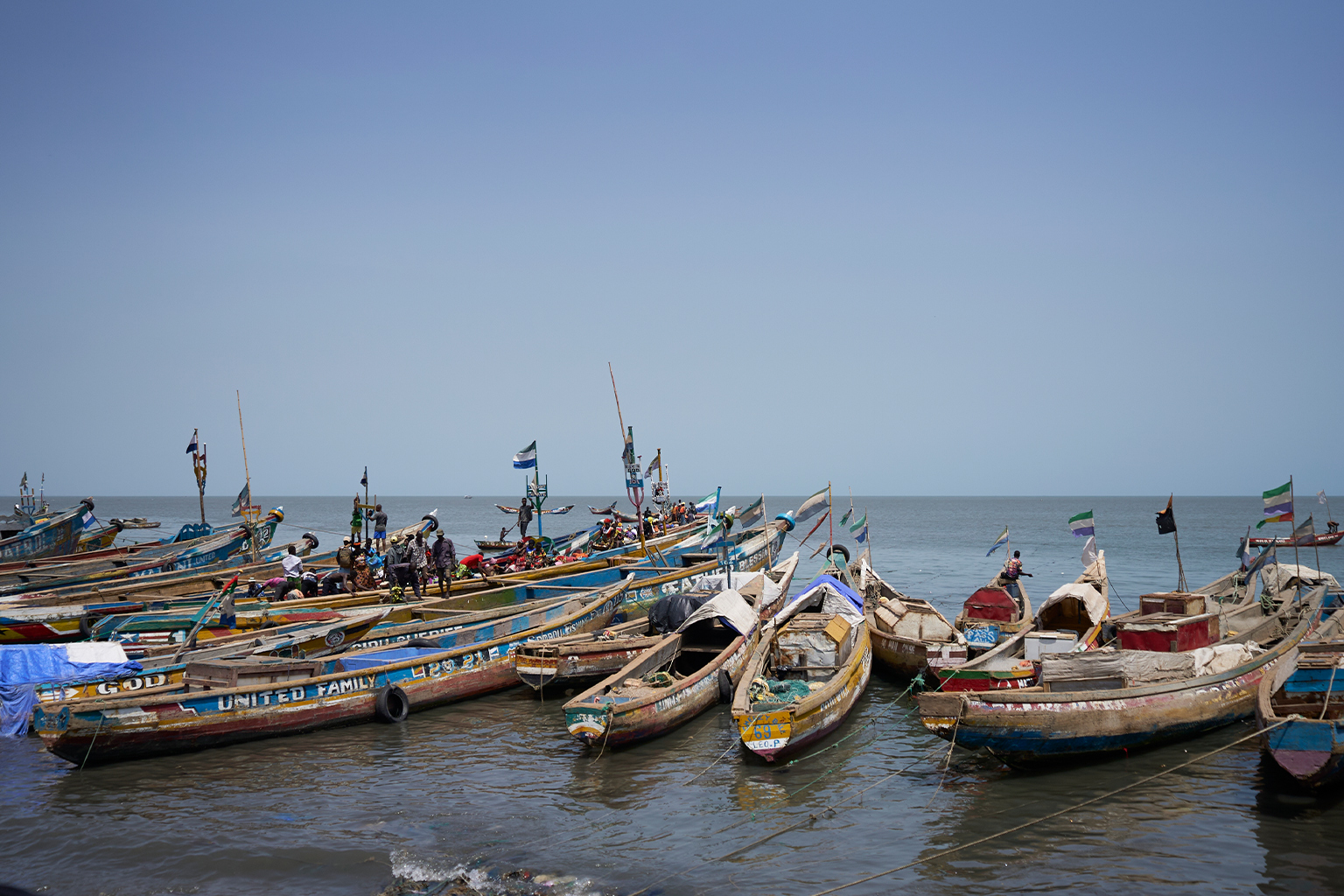 Wooden artisanal fishing boats docked at Tombo