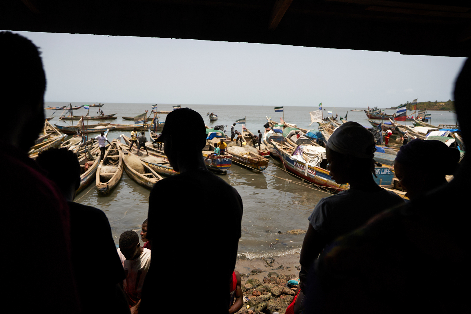 Wooden artisanal fishing boats docked at Tombo