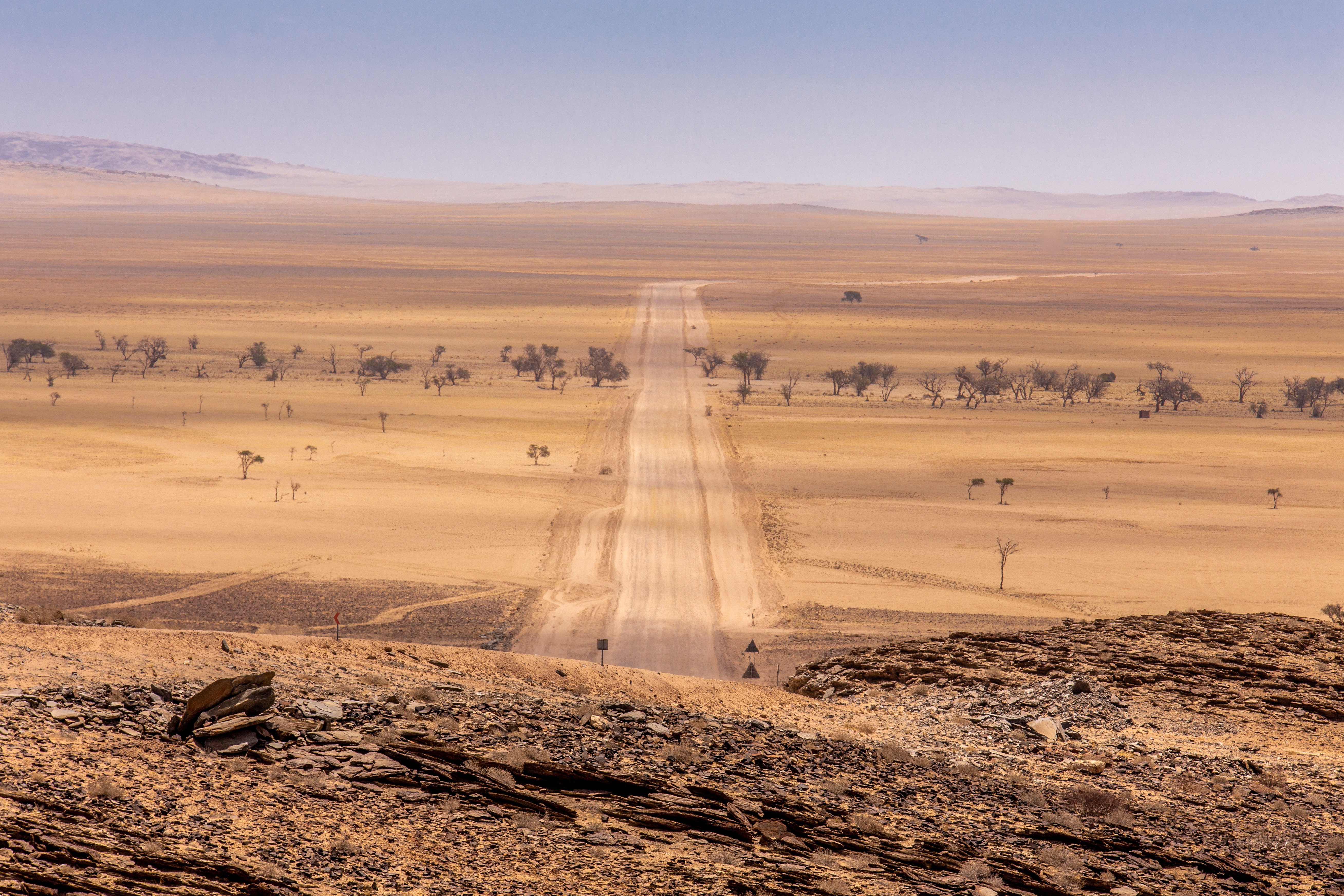 Matthew and Julian encountered few cars on the Namibian roads