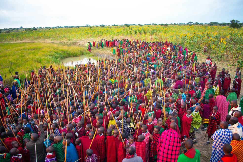 Rite of passage ceremony performed to introduce a new age set group (ILMEGOLIKI) of young Maasai men in Simajiro District.