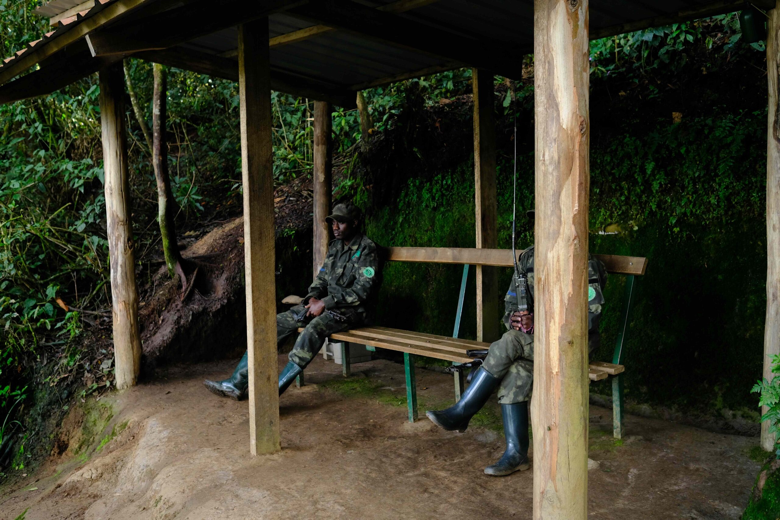 African Parks rangers on duty at the Nyungwe National Park in Rwanda, a separate park managed by the group. Ashoka Mukpo for Mongabay.