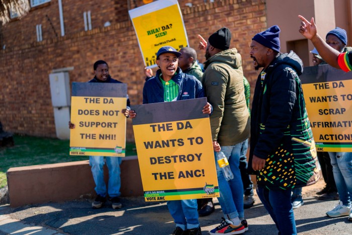 ANC party members protest as Ramaphosa meets senior officials of the ANC during its National Executive Committee last week