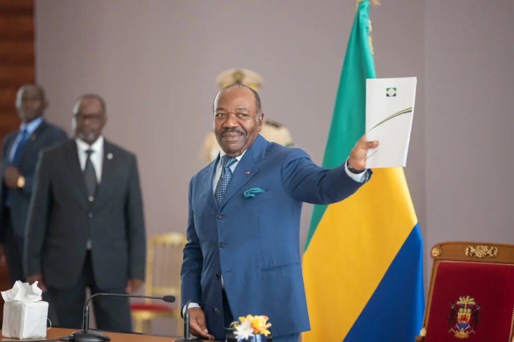 President Ali Bongo Ondimba presents the 2023 amendments to the Constitution (photo credit: President of Gabon via Facebook)