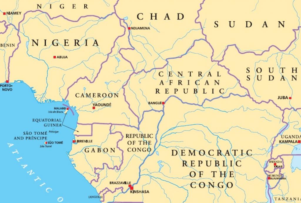 The country of Equatorial Guinea is located in Central Africa. A former Spanish colony, it is made up of the islands of Bioko and Annobón and Rio Muni on the African mainland. Map from iStock