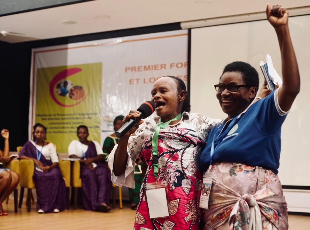 Indigenous women from DRC sharing during the forum. Marie Dorothee Lisenga on the left Image by Victoire Douniama, courtesy of RRI Communications. Brazzaville, Congo May 9, 2023