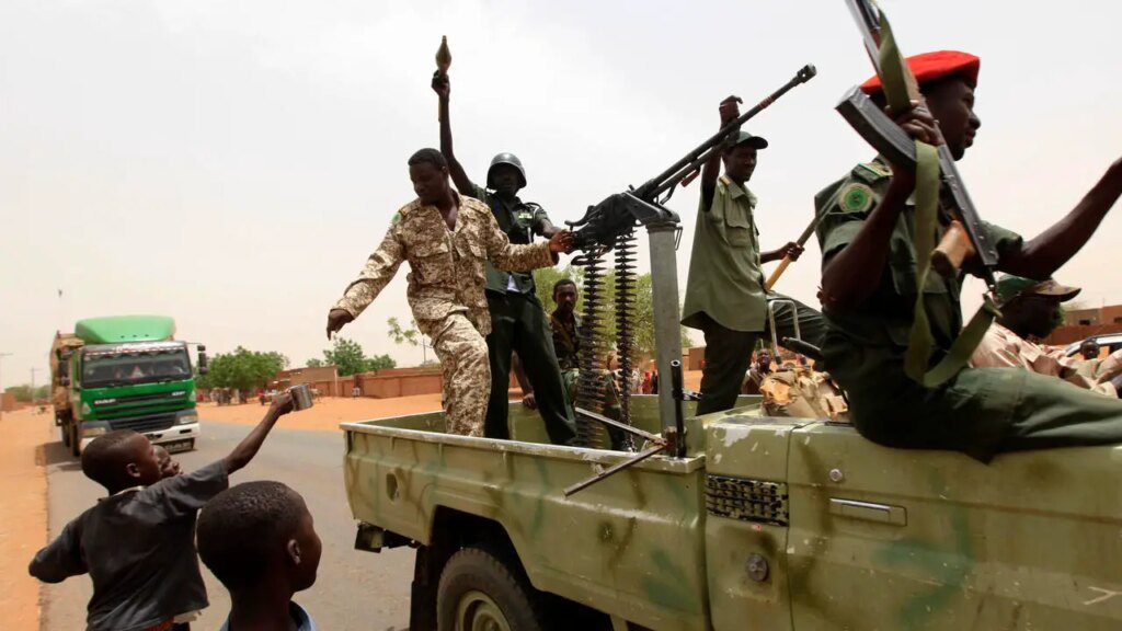 Sudanese rebels with arms and ammunition joined by children