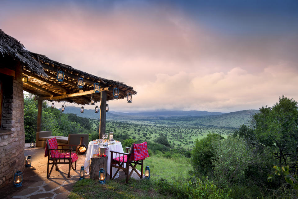 Tanzania Kleins Camp Room Suite where guests delight in a private dinner facing the wilderness. PHOTO: andBeyond