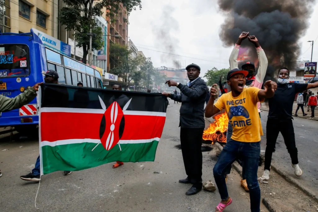 Protesters participate in an anti-government demonstration following nationwide deadly riots over tax hikes and a controversial now-withdrawn finance bill, in Nairobi, Kenya, July 16, 2024. REUTERS/Thomas Mukoya