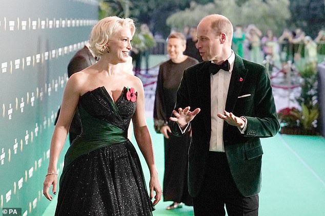 2023 -- Prince William with actress Hannah Waddingham at the 2023 Earthshot Prize awards ceremony at The Theatre at Mediacorp in Singapore on November 7, 2023