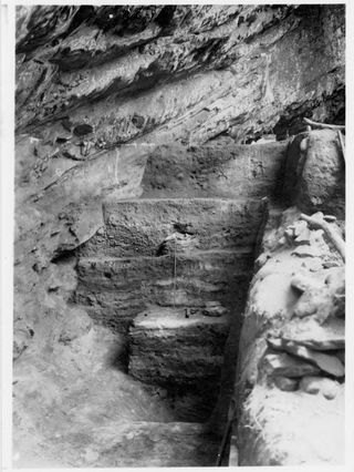 An interior shot of a rock shelter