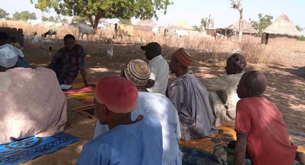 Ayodeji Ojo interacting with smallholder farmers in Mayo Belwa, Adamawa State 2021